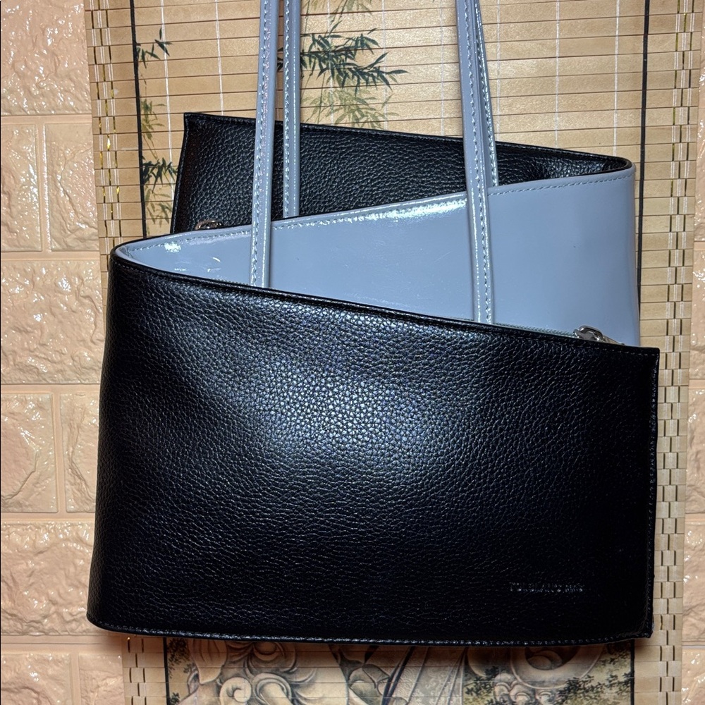 Tolblanc Paris Color Blocked 2 Compartment Grey w Black Patent Leather VGVC